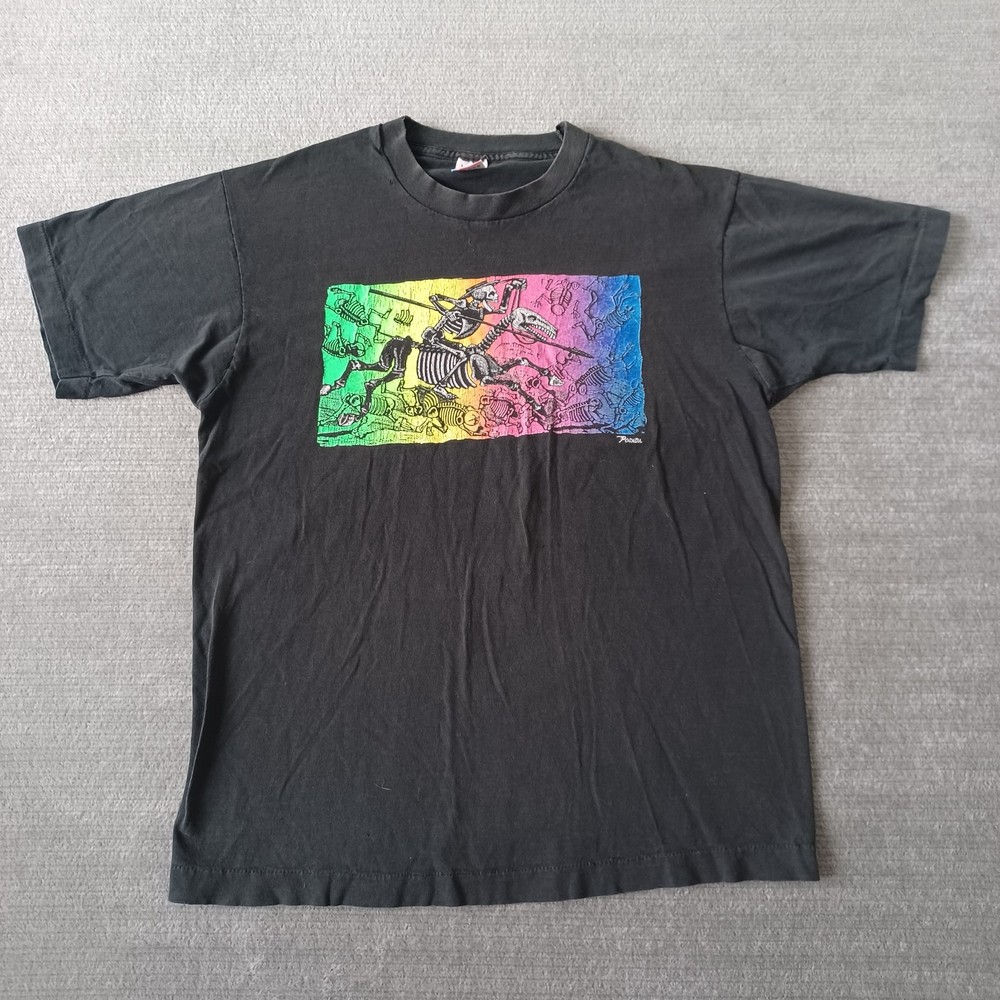 Vintage Jose Guadalupe Posada Skeleton Horse Rider Art Tee Artist Single Stitch