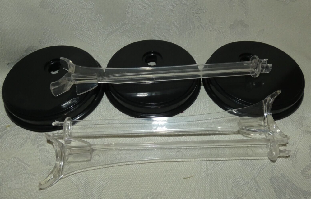 MATTEL BARBIE DOLL STANDS - LOT OF 3 BLACK ROUND STRADDLE STANDS 4 CURVY DOLL