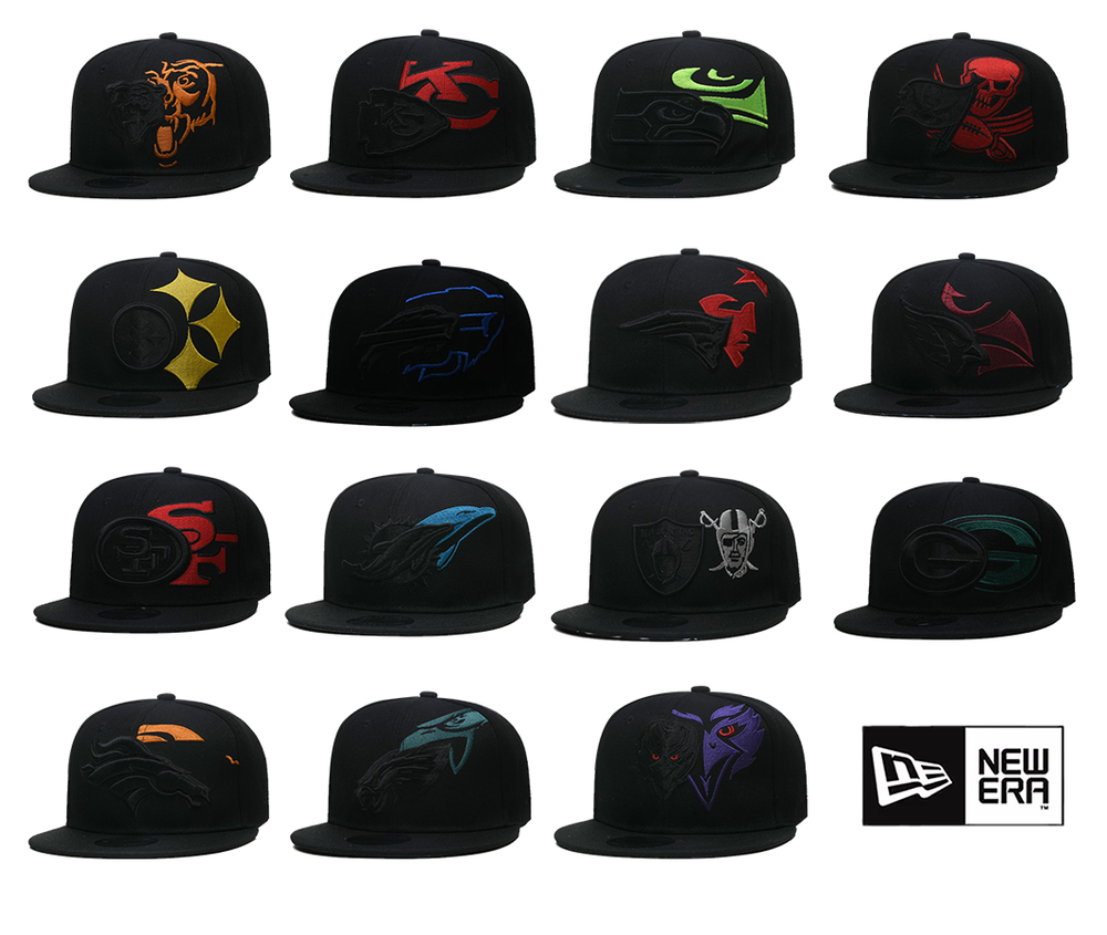 NEW NFL Logo Feature Overlayed With Colored Feature Logo 9FlFTY Hat - Black