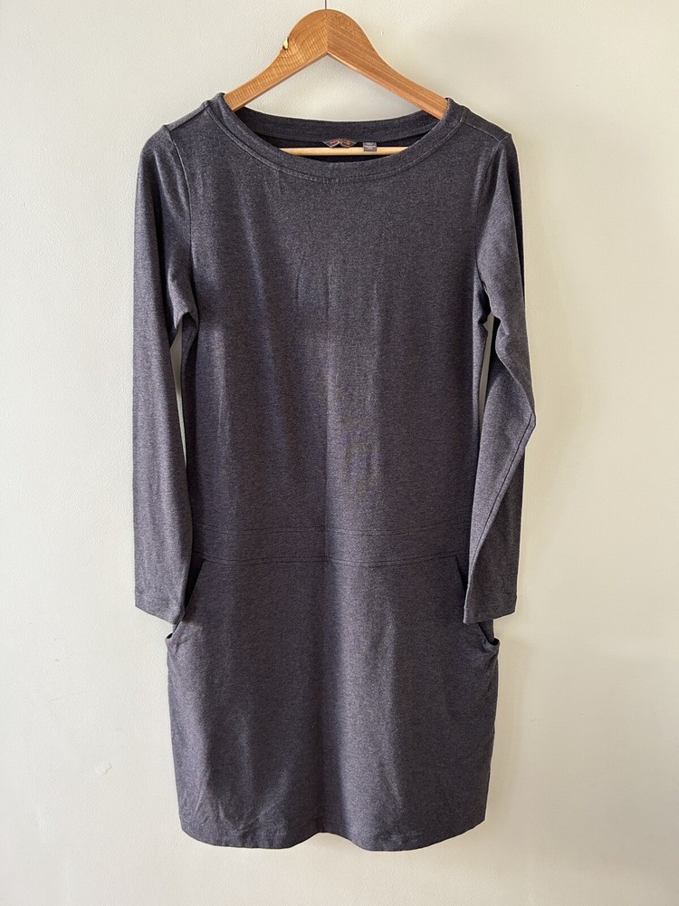 Merrell Cotton Wool Blend Dress NWT Casual Bodycon Size Medium Blue Grey