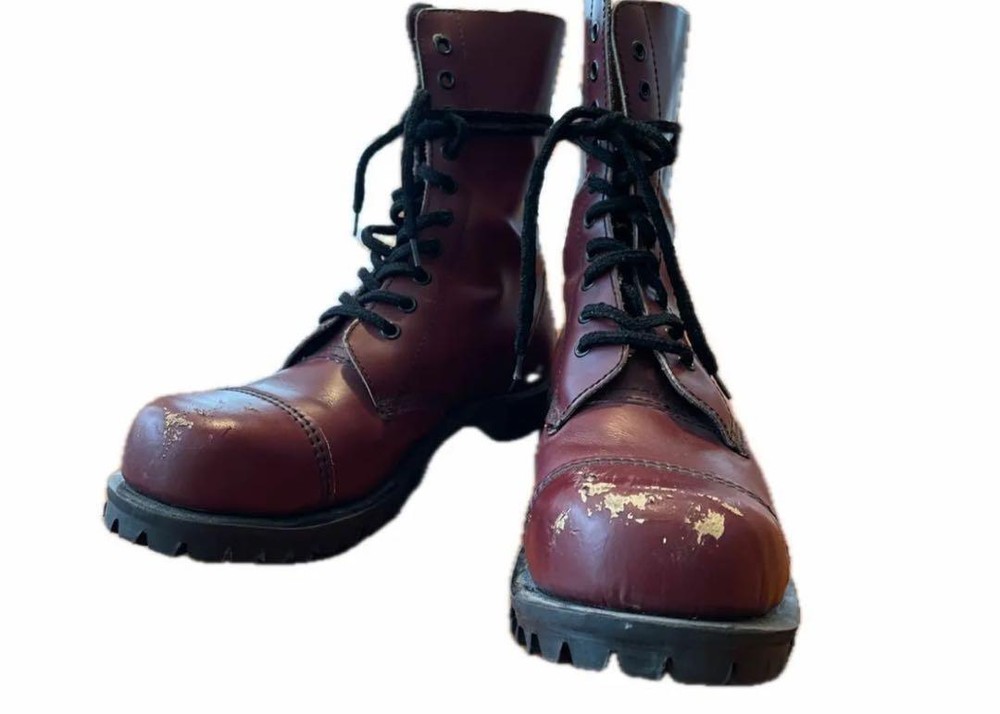 Dr. Martens Getta Grip UK:7 US:7 1/2 Steel Toe Leather Boots Cherry Red ENGLAND