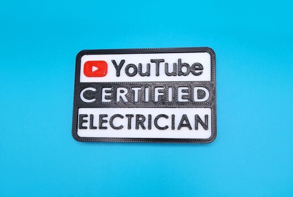 Youtube Certified Electrician Magnetic Novelty Tool Box Badge 3D Printed Magnet