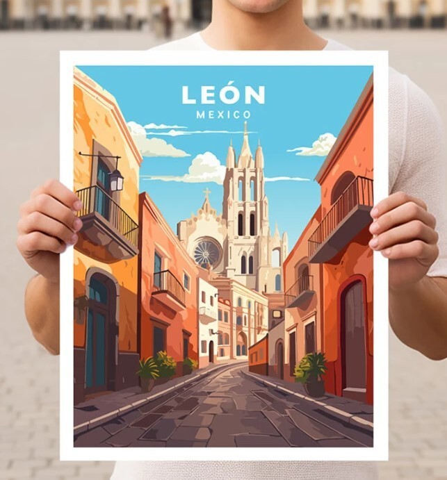 León Mexico Leon Guanajuato Travel Wall Art Poster Print