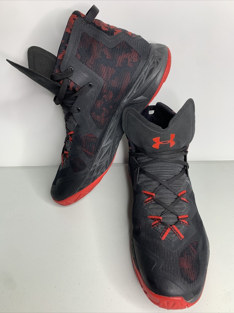 Under Armour Men Lightning Art: 1301667-002 Black Red Basketball Shoes Size 11.5