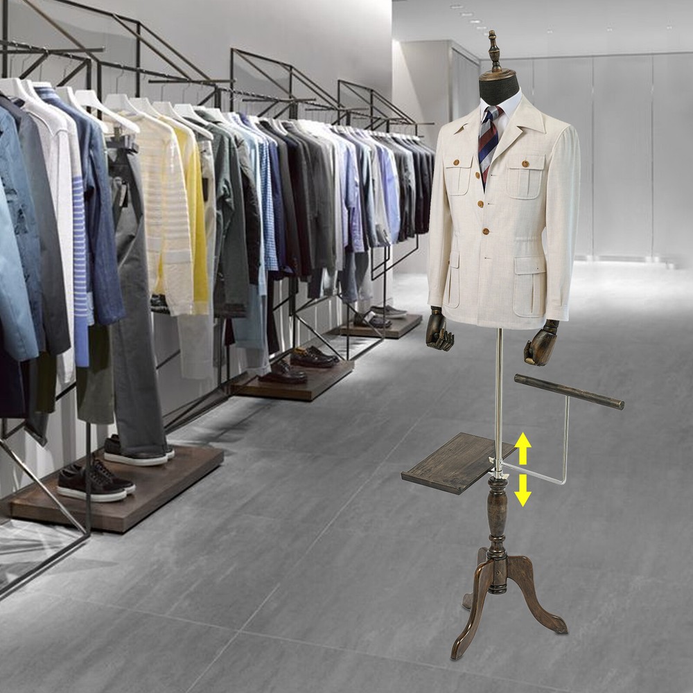 150-180cm Adjustable Male Mannequin Black Retro Mannequin for clothing stores