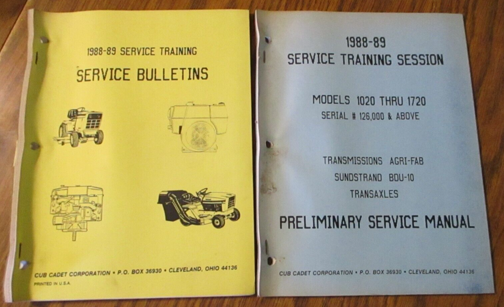 Cub Cadet Lawn Garden Tractor 1988-1989 Service Training Preliminary Manual +