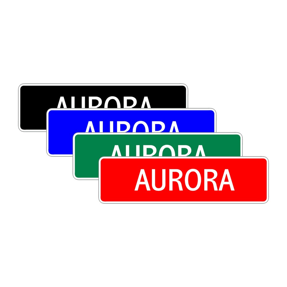 Aurora Street Sign - Personalized Aluminum Metal Wall Décor for Kids' Rooms, Home, or Nursery - Unique Children's Name Gift Idea - Durable and Stylish Room Decoration