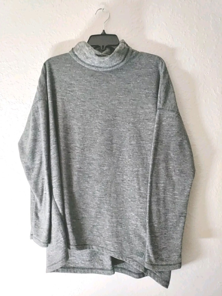 New Balance Women's NB Pullover GREY SWEATER Turtle Neck  EXTRA LARGE  Long Back