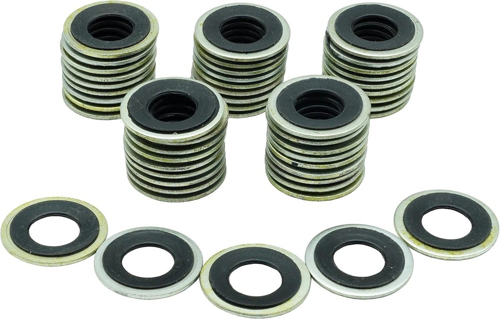 50 PCS Metal/Rubber Drain Plug Gasket, Fits 1/2, M12, M12 So Replace 097-021,...