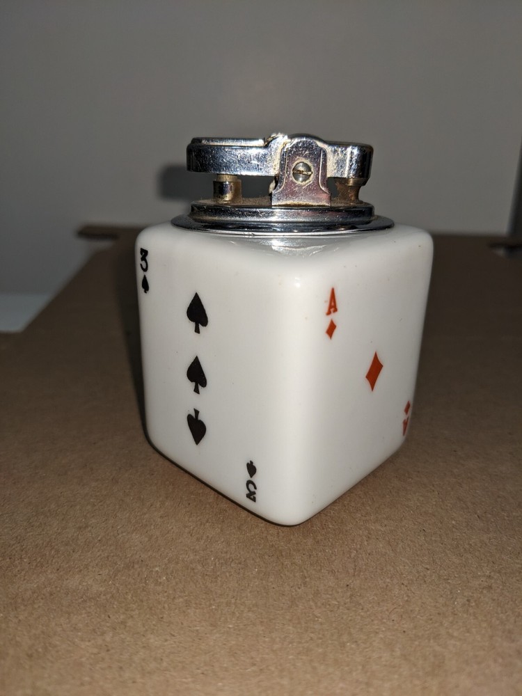 Vintage Supreme Japan Ceramic Novelty Playing Cards Lighter Las Vegas