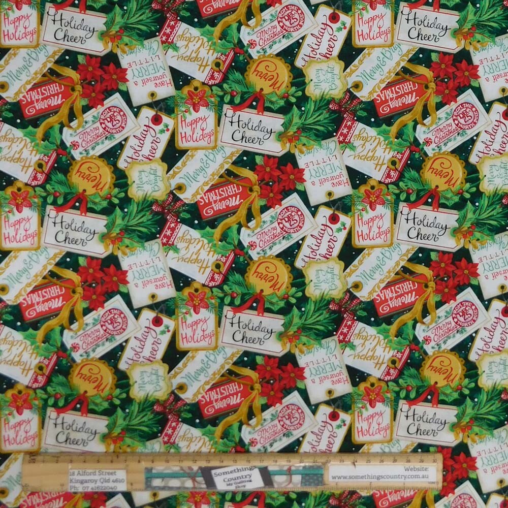 Quilting Patchwork Sewing Fabric Christmas Gift Tags 50x55cm FQ