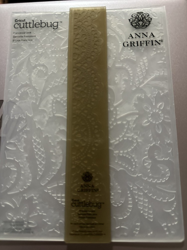 Cricut Cuttlebug Anna Griffin Embossing Folder Francesca Lace EUC With Border!!
