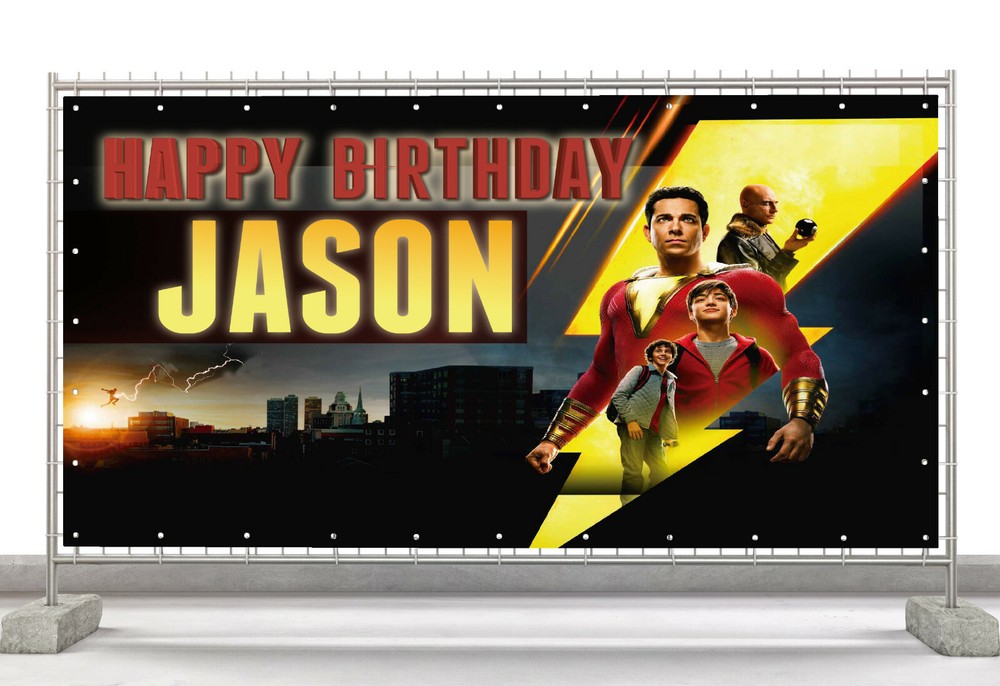 Shazam Movie Custom Happy Birthday Banner Personalized Poster M559