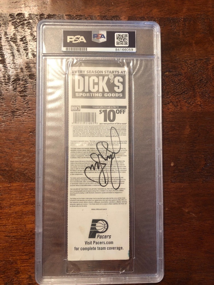 Larry Bird Signed Ticket Stub Psa Dna Coa Slabbed Encapsulated Celtics Pacers
