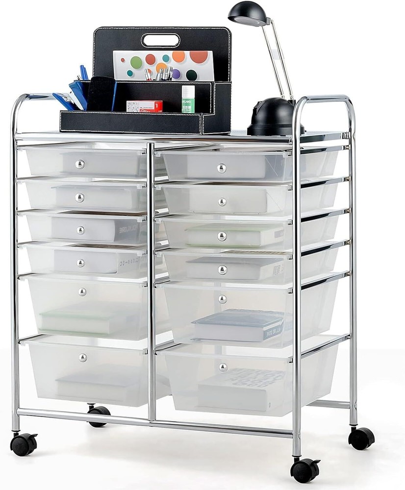 12-Drawer Rolling Storage Cart with Large Capacity and Wheels