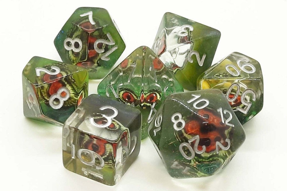 Old School 7 Piece DnD RPG Dice Set Dragon Eye Mist