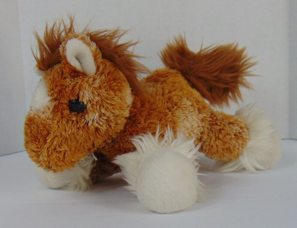 Aurora Horse Pony Plush Flopsie Clyde Tan / White Stands 7 Inches Tall Lovey Toy