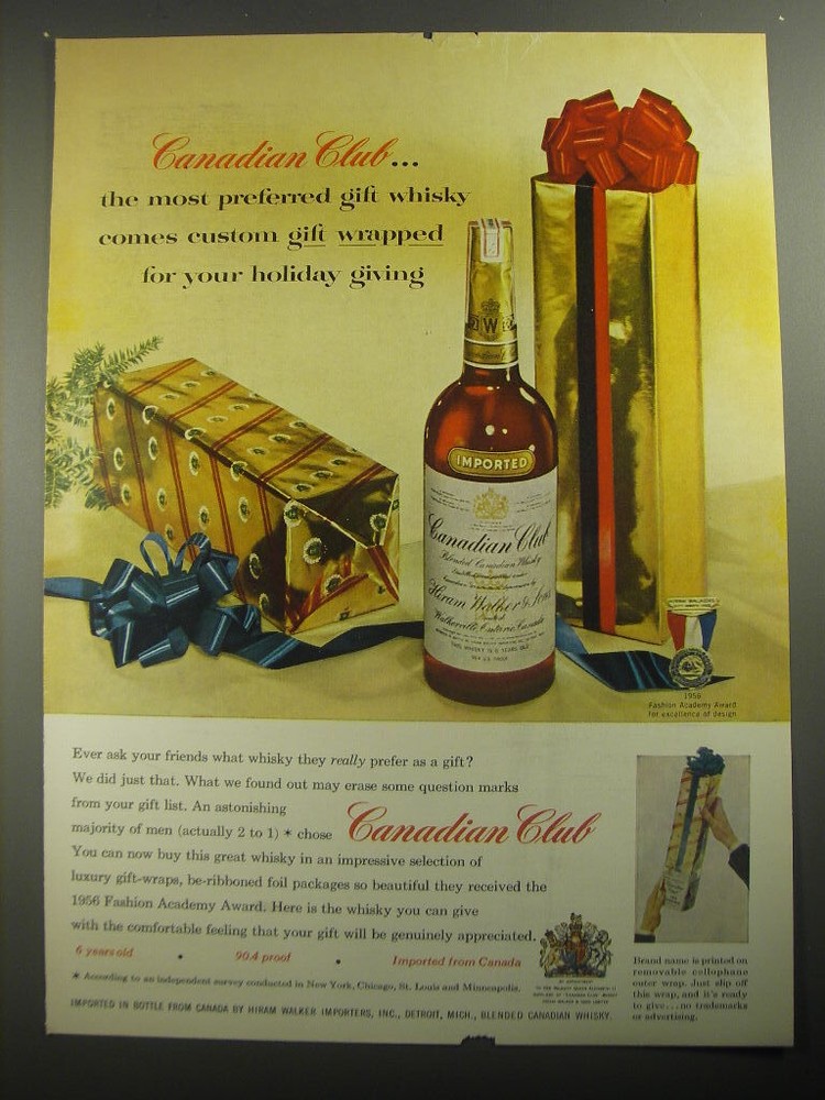1956 Canadian Club Whisky Ad - The Top Choice for Gift Whisky-image