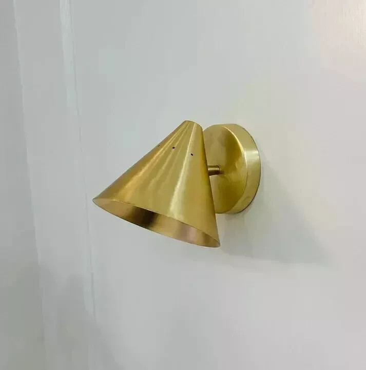 Mid Century Modern Arculated Brass Wall Sconce Lamp Light