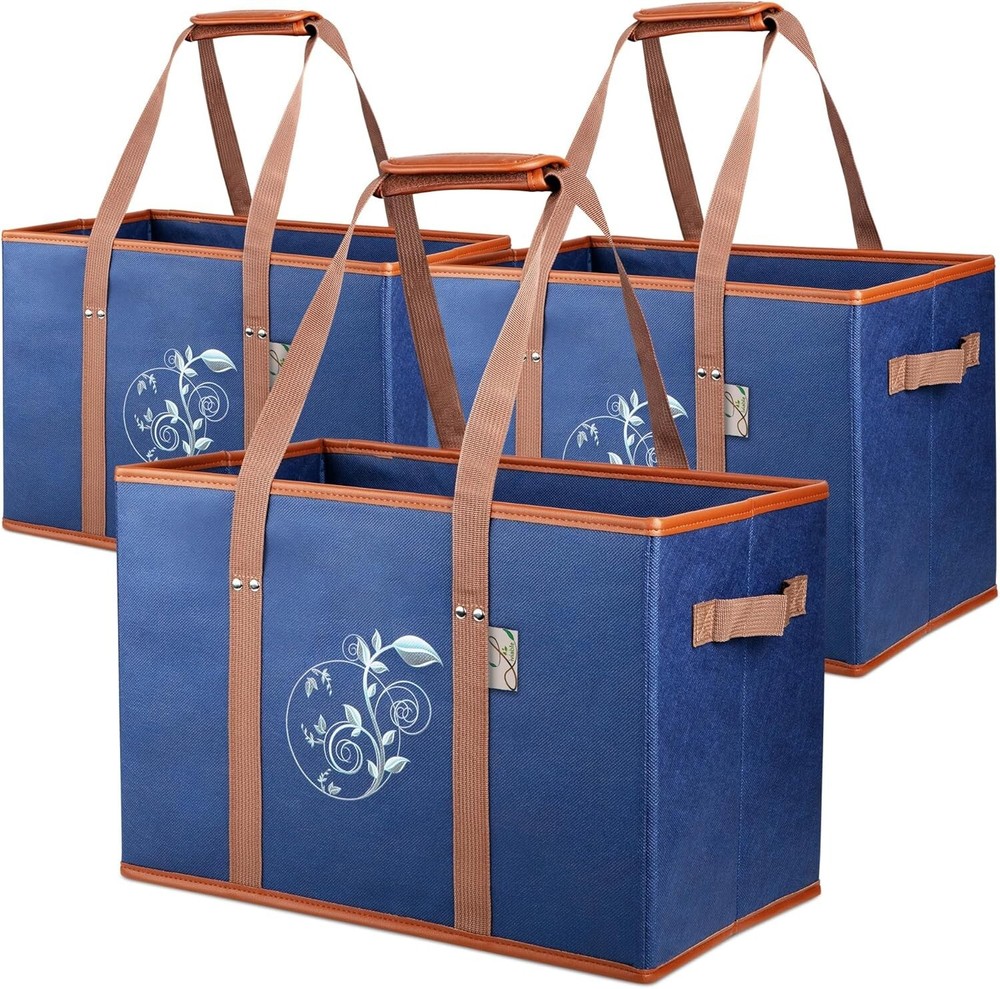 Eco-Friendly Foldable Grocery Bags - Versatile Large Tote with Strong Handles