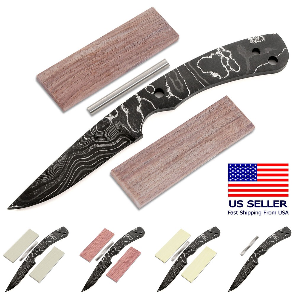Damascus Knife DIY Kit with 9 Handle Options for Crafting Blades