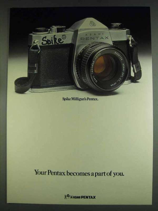 1978 Asahi Pentax Camera Ad - Spike Milligan's Pentax