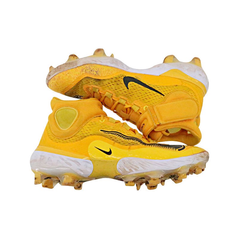 Victor Caratini Game Used Nike Huarache Yel Cleats Size 11 MLB Autographed Brewers Postseason