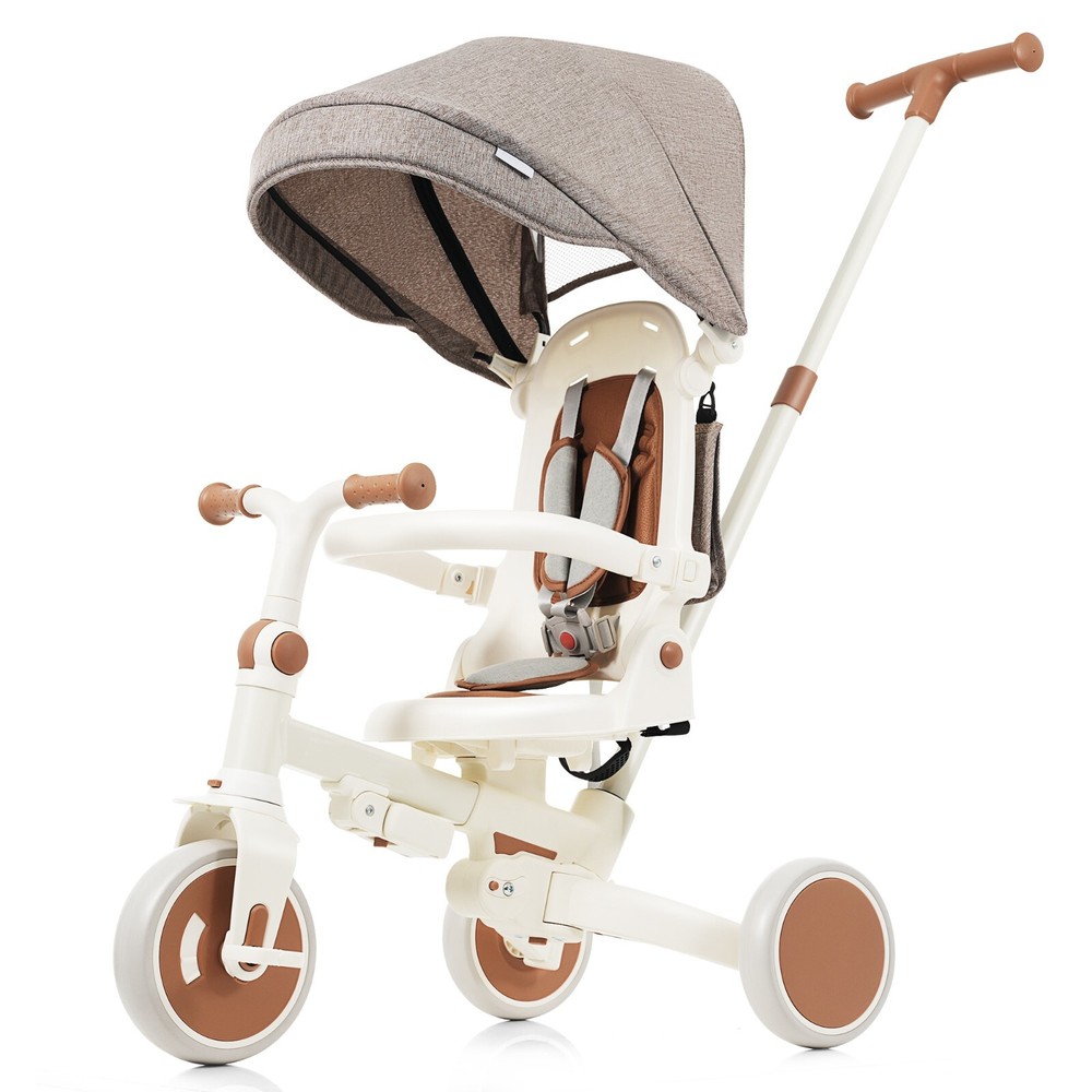 7 in 1 Foldable Adjustable Baby Tricycle with Removable Parent Push Handle