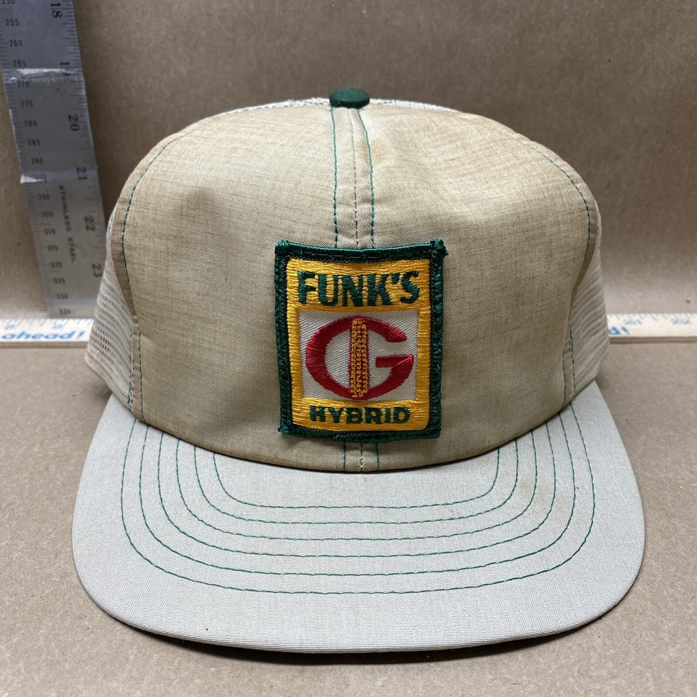 Vintage Funk's Hybrid Hat Cap K Products Trucker Brown Snap Back Adult