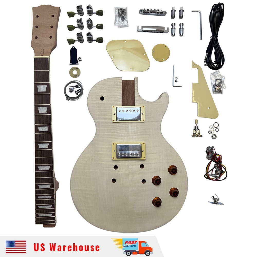 DIY Electric Guitar Kits ABR-1 Bridges 1959 Flame Maple Top Archtop Binding-image
