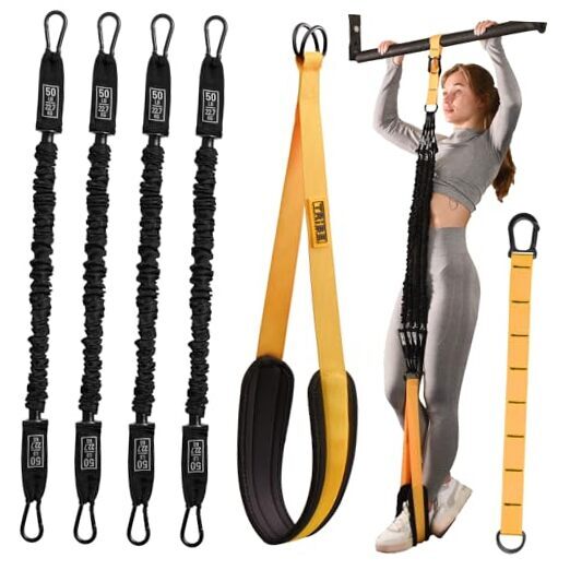 Pull Up Assistance Bands Set - 4 Heavy-Duty Pull Up Bands, Black and Yellow