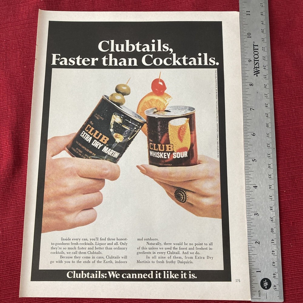 Vintage 1970 Club Whiskey Sour Clubtails Print Ad - Perfect for Framing-image
