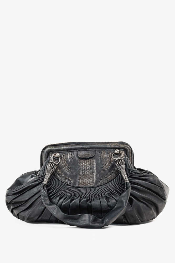 Dior AW07 Le Plisse Black Large Zip Frame Bag