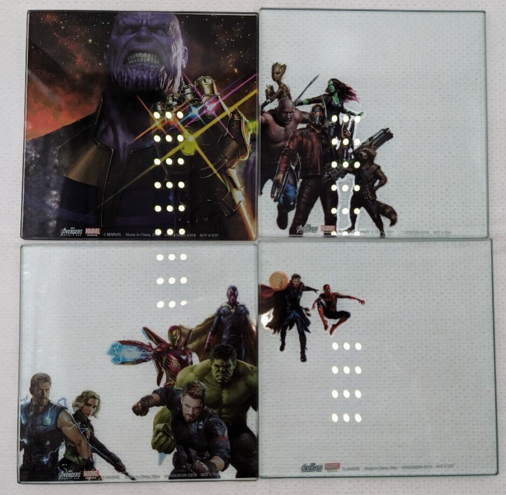 Marvel Comics Avengers Infinity War Thanos 4-Pc Stacking Glass Coaster Set