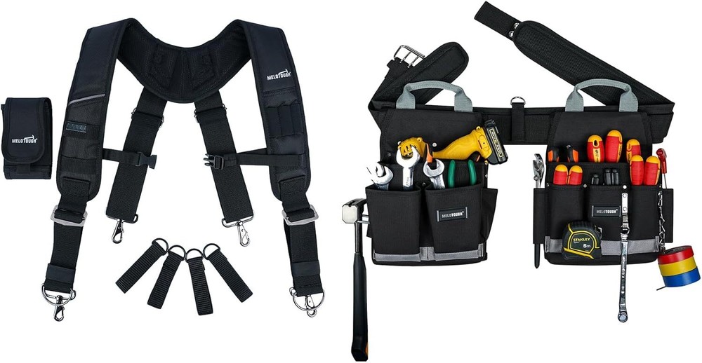 MELOTOUGH Heavy Duty Padded Tool Belt Suspenders for Construction Workers  