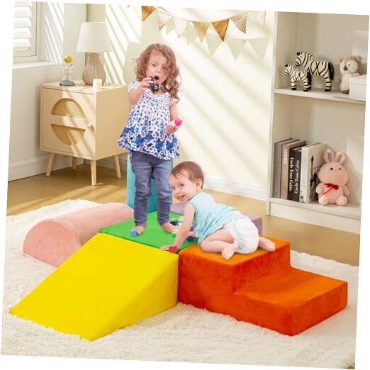 RELIANCER 6PCS Climb & Crawl Foam Block Play Set,Toddler 6PCS Climbing Blocks