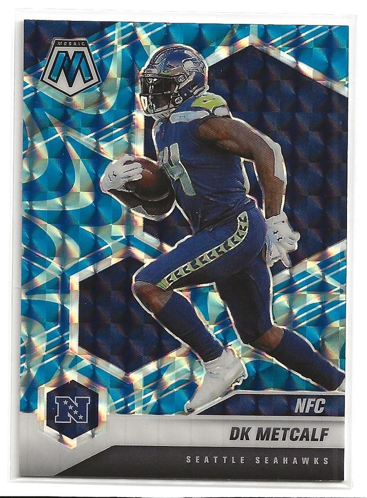 2021 Panini Mosaic DK Metcalf Blue Reactive Parallel Prizm Card