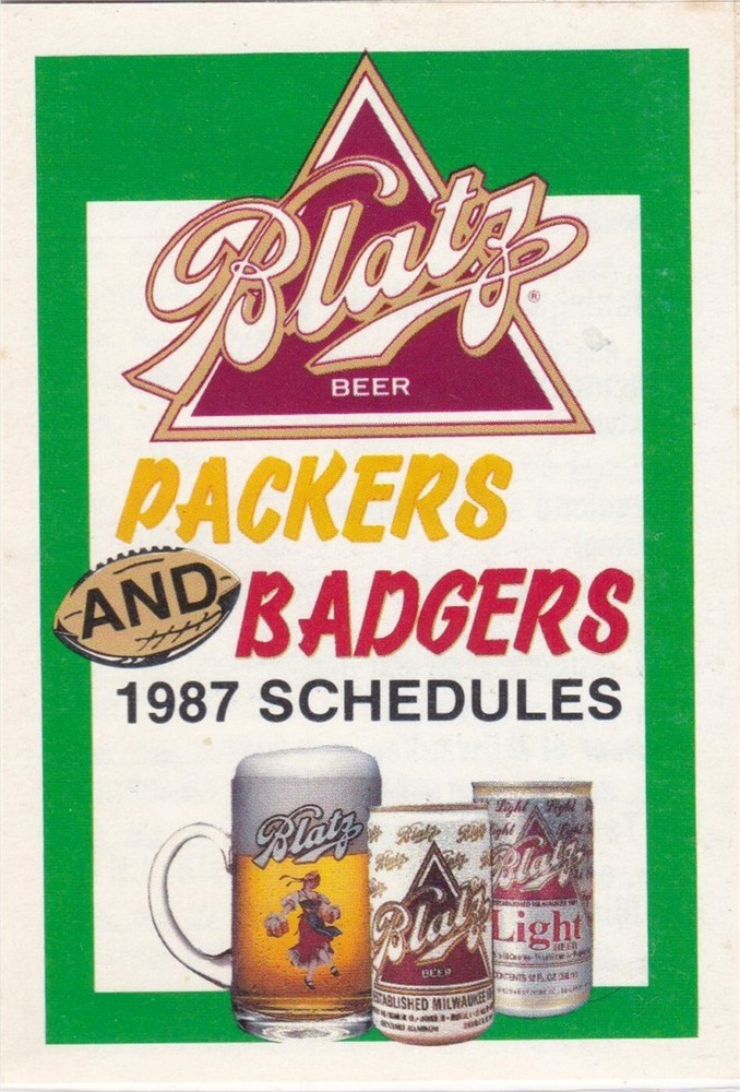 1987 Green Bay Packers, Badgers Football Pocket Schedule- Blatz Beer