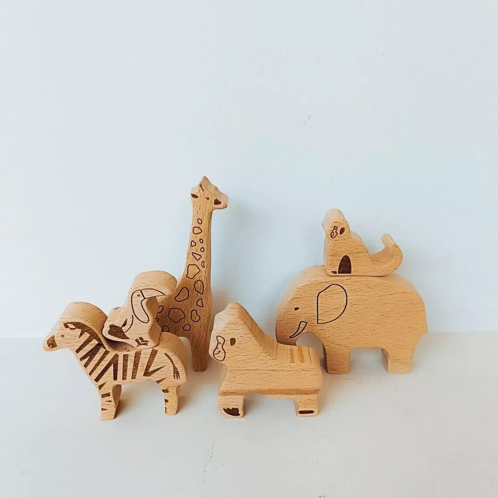 Wooden animals toys Set of African animals Wooden figurines Gifts for kids
