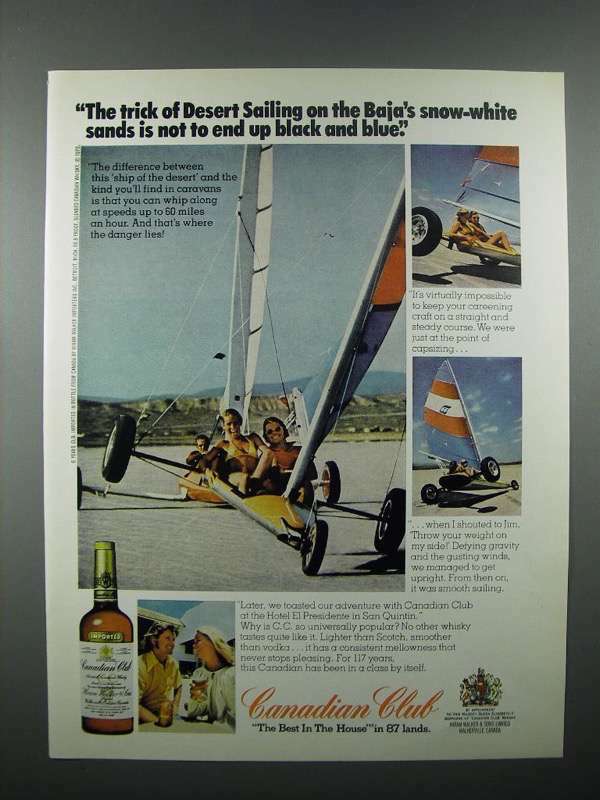 1976 Canadian Club Whisky Ad - Desert Sailing on Baja-image