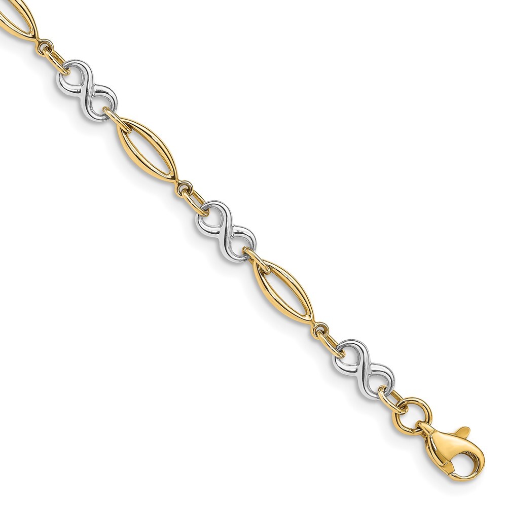 10k Two-tone Gold Polished Infinity Bracelet for Women 7.5