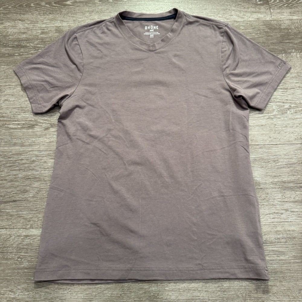 Rhone Shirt Mens Medium Gray V Neck Short Sleeve Casual Tee Lounge Workout