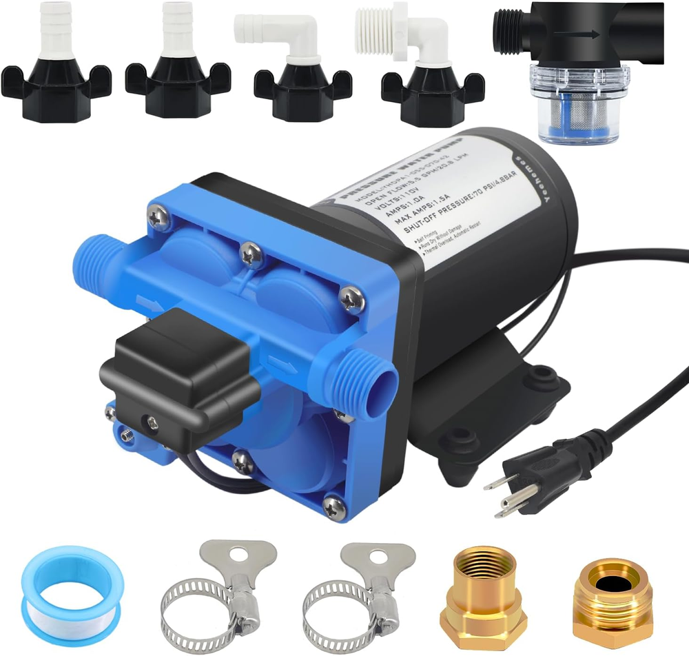 T42 on Demand Pump Home Water Pressure Booster Pump 110V AC with Brass Connector