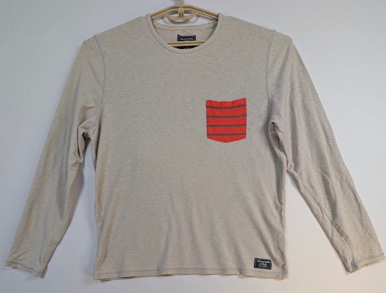 Y2K Abercrombie Fitch Long Sleeve T Shirt Mens Size XL Grey Orange Grunge-image