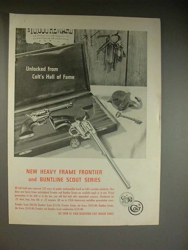 1961 Colt Frontier and Buntline Scout Revolver Gun Ad