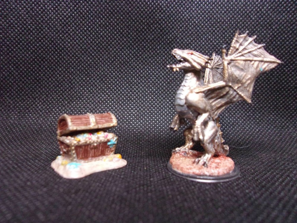 Bronze Dragon Wyrmling with Sea Treasure Hoard