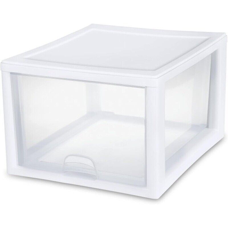 4-Pack Plastic Storage Drawers Stackable Drawer Organizer Bins Clear 27 Qt