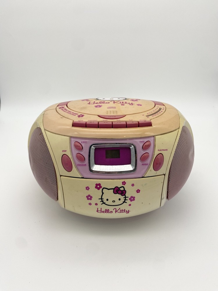 Vintage Hello Kitty CD Boombox Cassette Player AM/FM Radio - READ