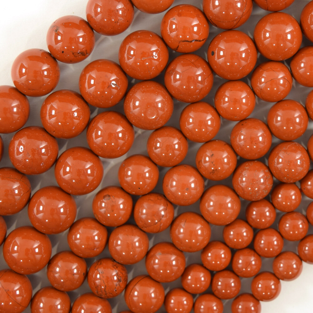 Natural Red Jasper Round Beads Gemstone Strand 15