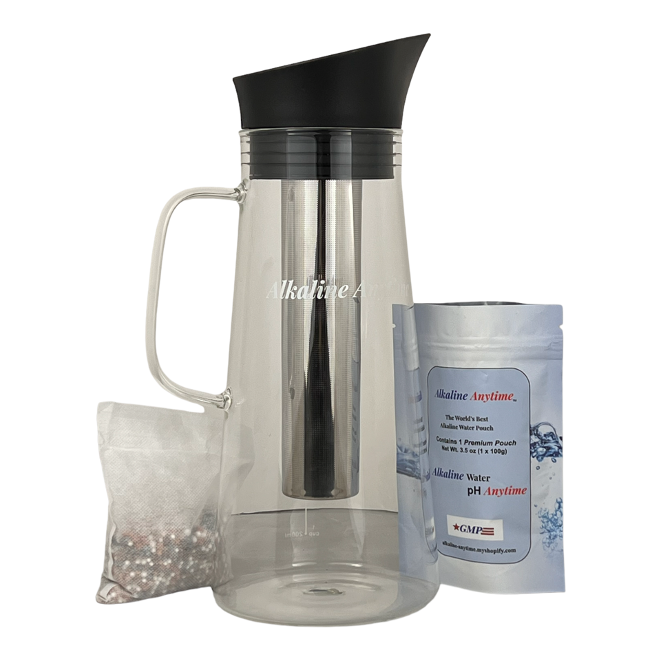 Alkaline Water Filter Pitcher with Infuser, Glass Pitcher with Lid 1.5L | 9.5 pH